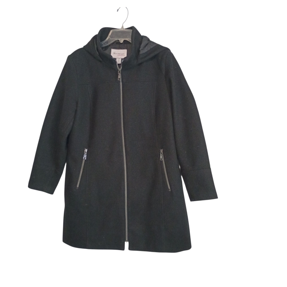 Two by Vince Camuto - Black Hooded Zip-Up Coat Size XL